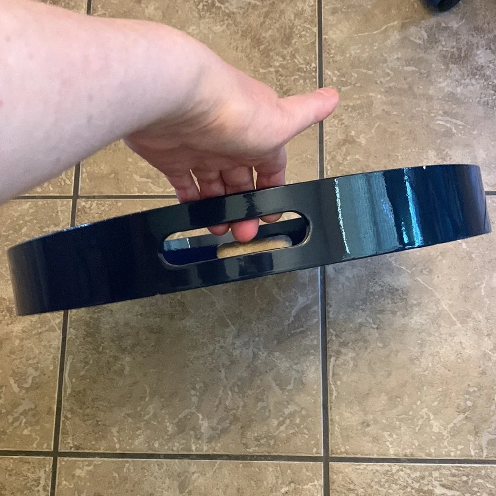 Crate & Barrel Round Blue Decorative Serving Tray